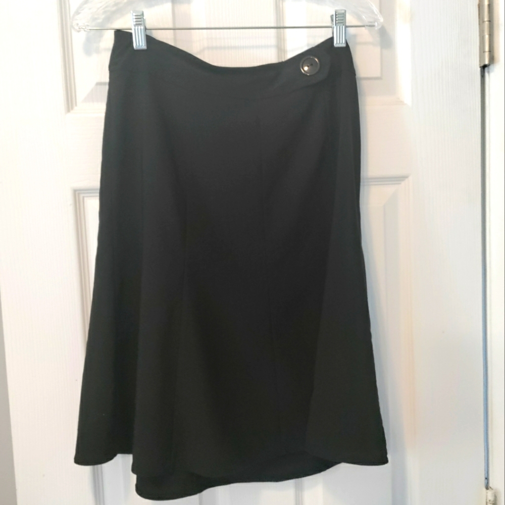 Black Flared Valia Knee Length Paneled Skirt, Medium